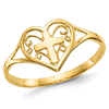 14k Yellow Gold Open Heart with Cross Ring