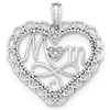 14kt White Gold 3/4in Mom Heart Pendant with Scallop Edges