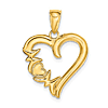 14k Yellow Gold Polished Mom Heart Pendant 3/4in