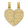 14k Yellow Gold God Keep Watch Between Thee and Me Heart Charm 5/8in