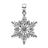 14k White Gold Textured Snowflake Pendant 3/4in