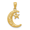 14k Two-tone Gold Crescent Moon with Stars Charm 1/2in