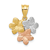14k Tri-Color Gold Flower Trio Pendant