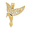 14k Yellow Gold Hummingbird Pendant Filigree Design 5/8in 
