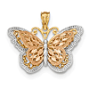 14k Tri-color Gold Butterfly Pendant 5/8in