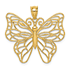 14k Yellow Gold Polished Large Butterfly Pendant