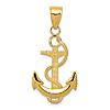 14k Yellow Gold Textured Fouled Anchor Pendant 3/4in