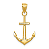 14K Yellow Gold Polished Anchor Pendant 7/8in