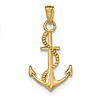 14kt Yellow Gold 1in Anchor Pendant with Rope
