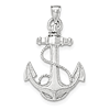 14kt White Gold 1 1/4in Anchor Pendant with Rope