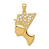 14k Yellow Gold Queen Nefertiti Pendant with Filigree Design 1in
