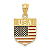 14k Yellow Gold United States Flag Enamel Shield Pendant 5/8in