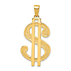 14k Yellow Gold Polished And Textured Dollar Sign Pendant 1in