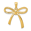 14k Yellow Gold Ribbon Bow Pendant 7/8in