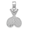 14k White Gold Crossed Tennis Racquets with Tennis Ball Pendant 5/8in