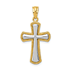 14k Yellow Gold & Rhodium Crusader Cross Pendant with Grooved Ends 1in