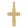 14k Yellow Gold Filigree Budded Cross Pendant 7/8in