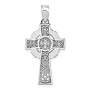 14k White Gold Celtic Cross Pendant 3/4in