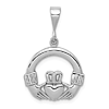 14k White Gold Claddagh Charm 1/2in