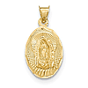 14kt Yellow Gold 3/4in Oval Diamond-cut Lady of Guadalupe Pendant