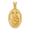 14k Yellow Gold Mexican Diamond-cut Oval Lady Of Guadalupe Pendant 3/4in