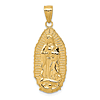 14k Yellow Gold Our Lady of Guadalupe Pendant With Aureole Border 1in
