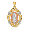 14K Two-tone Gold with White Rhodium Floral Lady of Guadalupe Pendant 7/8in