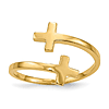 14k Yellow Gold Bypass Double Cross Ring