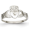 14kt White Gold Tapered Claddagh Ring