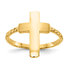 14k Yellow Gold Polished Oversized Cross Ring with Textured Shank