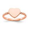 14k Rose Gold Polished Heart Ring with Textured Shank