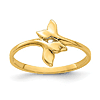14k Yellow Gold Crossed Whale Tails Ring