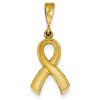 14k Yellow Gold Textured Breast Cancer Awareness Ribbon Pendant 3/4in