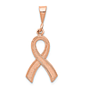 14k Rose Gold Ribbon Cancer Awareness Pendant with Satin Finish