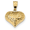 14kt Gold Small Textured Puffed Heart Pendant