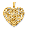 14k Yellow Gold Patterned Heart Pendant 3/4in