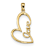 14kt Yellow Gold 1in Heart Shaped Love Pendant