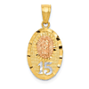 14k Two-Tone Gold White Rhodium Lady Of Guadalupe Quinceanera Pendant
