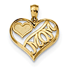 14kt Yellow Gold 5/8in Mom and Heart in Heart Pendant