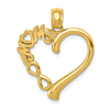 14k Yellow Gold Mom Heart Pendant with Infinity Symbol 3/4in