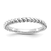 14k White Gold Polished Twisted Stackable Ring 3mm