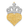 14k Yellow Gold Daddy's Little Girl Heart Crown Pendant Slide