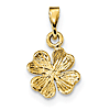 14k Yellow Gold Four Leaf Clover Charm 1/2in