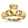 14kt Yellow Gold Claddagh Ring with High Polish