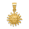 14k Yellow Gold Happy Old Sun Pendant with Satin Finish 1/2in