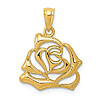 14k Yellow Gold Open Rose Flower Pendant 5/8in 
