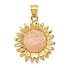 14k Yellow and Rose Gold Sunflower Pendant 3/4in