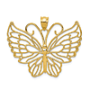 14k Yellow Gold Butterfly Pendant with Textured Wings 1in