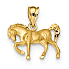 14kt Yellow Gold 1/2in Brushed Standing Horse Pendant