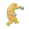 14k Yellow Gold Boxing Bear Pendant Slide 3/4in